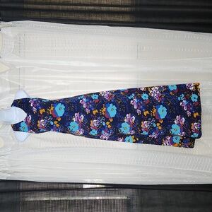 Vintage 60's 70's Groovy Floral V-Neck Sleeveless Maxi Dress SzL